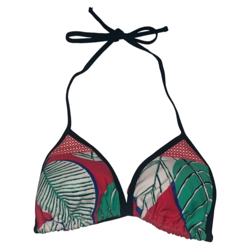aerie triangle style tropical + mesh print tie-up bikini top size women’s medium